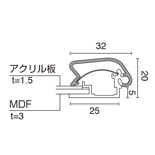 屋内用ポスターパネル『メディアグリップ(MG-32R) 』B2 シルバー